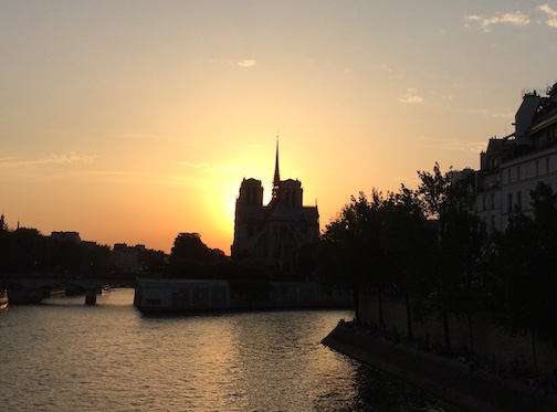 Notre Dame in the sunset